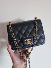 Load image into Gallery viewer, Chanel Mini Black Caviar Square Edge Stitching Gold Hardware