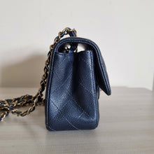 Load image into Gallery viewer, Chanel Mini Caviar Rectangular 18s Dark Blue Gold Hardware
