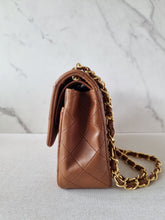 Load image into Gallery viewer, Chanel Caramel Cognac Small Classic Flap Vintage 24k Gold