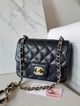 Load image into Gallery viewer, Chanel Black Caviar Mini Square Gold Hardware Edge Stitching
