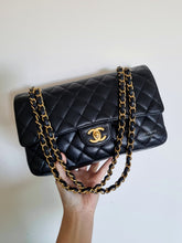 Load image into Gallery viewer, Chanel Classic Medium Flap Black Caviar Vintage 24k Gold