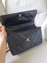 Load image into Gallery viewer, Chanel Kelly Medium Flap Black Chevron 24k Gold