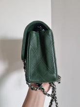 Load image into Gallery viewer, Chanel Forest Green Mini Caviar Rec Silver Hardware