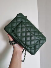 Load image into Gallery viewer, Chanel Forest Green Mini Caviar Rec Silver Hardware