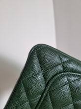 Load image into Gallery viewer, Chanel Forest Green Mini Caviar Rec Silver Hardware