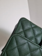 Load image into Gallery viewer, Chanel Forest Green Mini Caviar Rec Silver Hardware