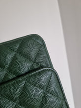 Load image into Gallery viewer, Chanel Forest Green Mini Caviar Rec Silver Hardware