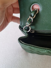 Load image into Gallery viewer, Chanel Forest Green Mini Caviar Rec Silver Hardware