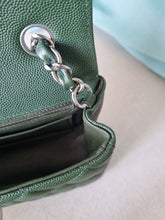 Load image into Gallery viewer, Chanel Forest Green Mini Caviar Rec Silver Hardware