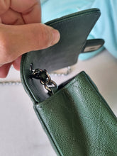 Load image into Gallery viewer, Chanel Forest Green Mini Caviar Rec Silver Hardware