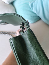 Load image into Gallery viewer, Chanel Forest Green Mini Caviar Rec Silver Hardware