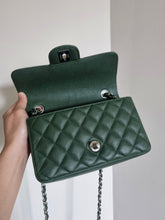 Load image into Gallery viewer, Chanel Forest Green Mini Caviar Rec Silver Hardware