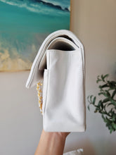 Load image into Gallery viewer, Chanel White Chevron Classic Medium Flap Vintage 24k Gold