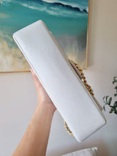 Load image into Gallery viewer, Chanel White Chevron Classic Medium Flap Vintage 24k Gold