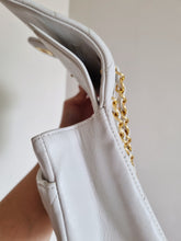 Load image into Gallery viewer, Chanel White Chevron Classic Medium Flap Vintage 24k Gold