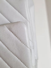 Load image into Gallery viewer, Chanel White Chevron Classic Medium Flap Vintage 24k Gold