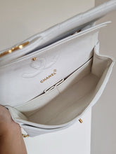 Load image into Gallery viewer, Chanel White Chevron Classic Medium Flap Vintage 24k Gold