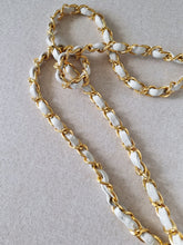 Load image into Gallery viewer, Chanel White Chevron Classic Medium Flap Vintage 24k Gold