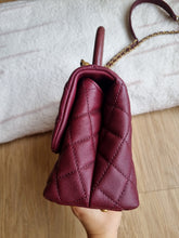 Load image into Gallery viewer, Chanel Burgundy Coco Handle Small Caviar Gold Hw