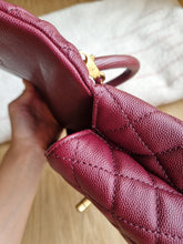 Load image into Gallery viewer, Chanel Burgundy Coco Handle Small Caviar Gold Hw