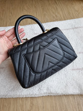 Load image into Gallery viewer, Chanel Coco Handle Black Caviar Chevron Small Gold Hardware
