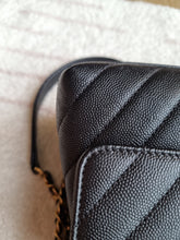 Load image into Gallery viewer, Chanel Coco Handle Black Caviar Chevron Small Gold Hardware
