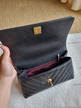 Load image into Gallery viewer, Chanel Coco Handle Black Caviar Chevron Small Gold Hardware