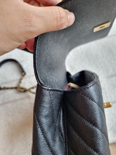 Load image into Gallery viewer, Chanel Coco Handle Black Caviar Chevron Small Gold Hardware