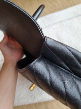 Load image into Gallery viewer, Chanel Coco Handle Black Caviar Chevron Small Gold Hardware