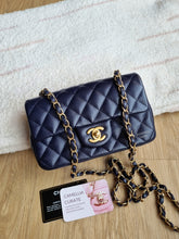 Load image into Gallery viewer, Chanel Mini Rectangle Midnight Navy Caviar Gold Hw