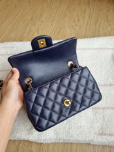 Load image into Gallery viewer, Chanel Mini Rectangle Midnight Navy Caviar Gold Hw