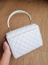 Load image into Gallery viewer, Chanel Small Kelly Top Handle White Vintage 24k Gold