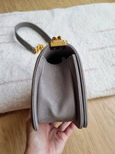 Load image into Gallery viewer, Chanel Boy Small Grey Caviar Gold Hw