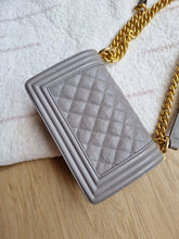 Load image into Gallery viewer, Chanel Boy Small Grey Caviar Gold Hw