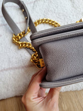 Load image into Gallery viewer, Chanel Boy Small Grey Caviar Gold Hw