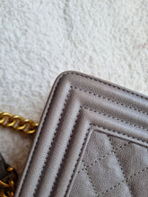 Load image into Gallery viewer, Chanel Boy Small Grey Caviar Gold Hw
