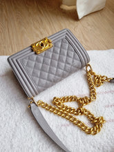 Load image into Gallery viewer, Chanel Boy Small Grey Caviar Gold Hw
