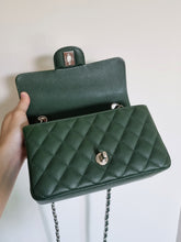 Load image into Gallery viewer, Chanel Forest Green Mini Rec Caviar Silver Hw