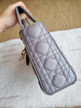 Load image into Gallery viewer, Lady Dior Small Grey with Champagne Gold Hw