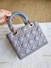 Load image into Gallery viewer, Lady Dior Small Grey with Champagne Gold Hw
