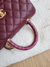 Load image into Gallery viewer, Chanel Burgundy Coco Handle Small Caviar Gold Hw