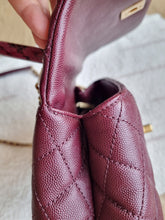 Load image into Gallery viewer, Chanel Burgundy Coco Handle Small Caviar Gold Hw