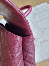 Load image into Gallery viewer, Chanel Burgundy Coco Handle Small Caviar Gold Hw