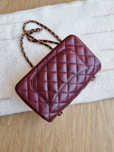 Load image into Gallery viewer, Chanel Burgundy Mini Rectangle Caviar Gold Hw