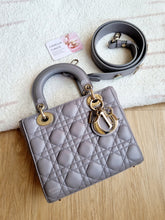 Load image into Gallery viewer, Lady Dior Small Grey with Champagne Gold Hw