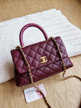 Load image into Gallery viewer, Chanel Burgundy Coco Handle Small Caviar Gold Hw