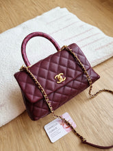Load image into Gallery viewer, Chanel Burgundy Coco Handle Small Caviar Gold Hw