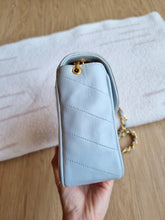Load image into Gallery viewer, Chanel Baby Blue Mini Vintage Chevron 24k Gold