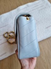 Load image into Gallery viewer, Chanel Baby Blue Mini Vintage Chevron 24k Gold