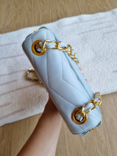 Load image into Gallery viewer, Chanel Baby Blue Mini Vintage Chevron 24k Gold